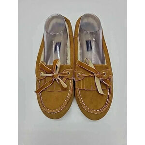 Sperry Top-Sider Leather Moccasin Women's Size 11 Hard Sole Faux Fur Lined
